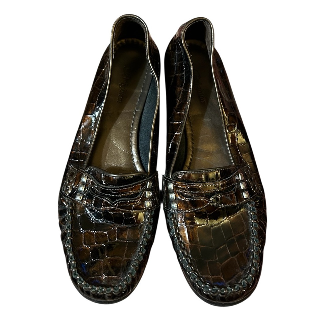 Brighton Mohawk Brown Patent Leather Loafers Size 9 1/2